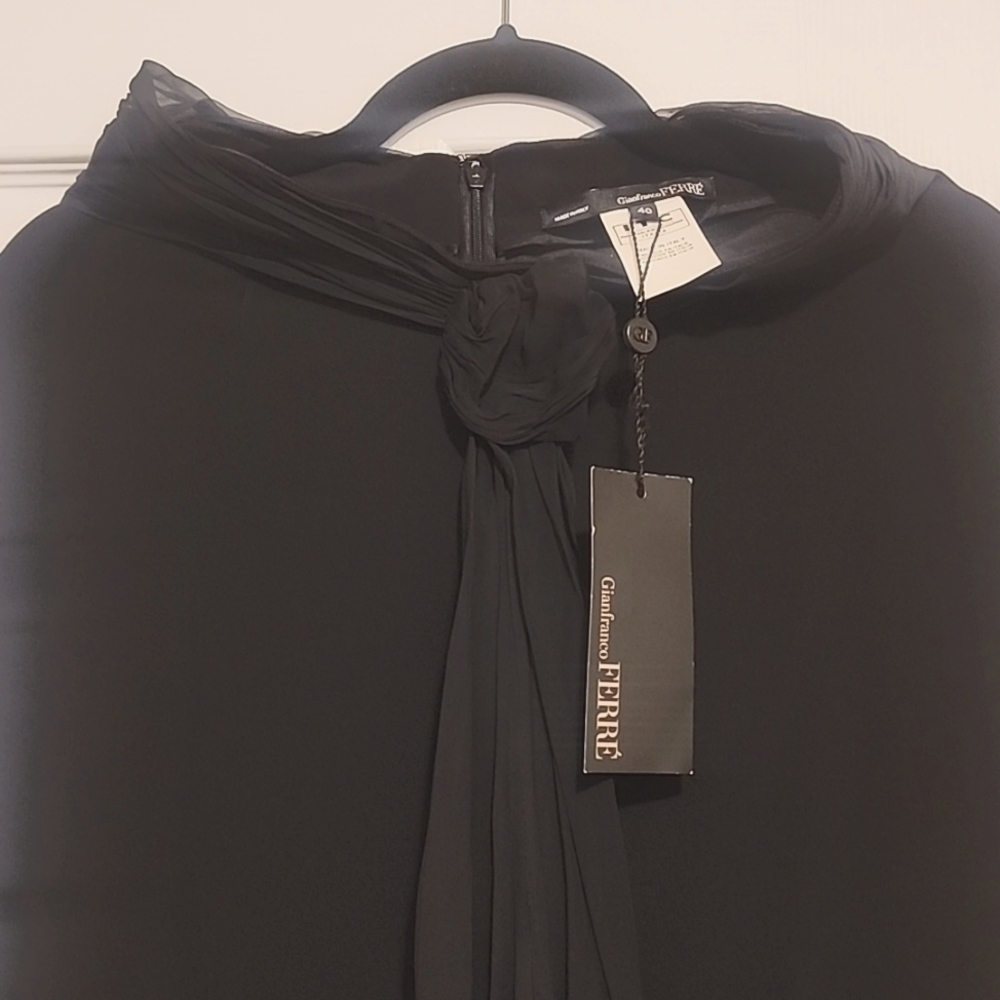 Gianfranco Ferre maxi silk skirt with chiffon detail, size 40, new with tags
